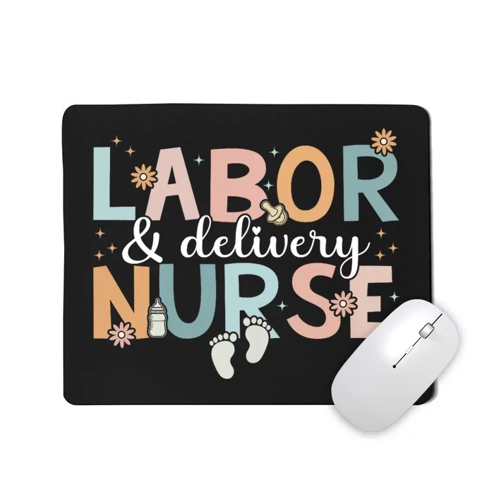 Labor & Delivery Nurse Leopard Rainbow Nursing Nurse Week Mousepad