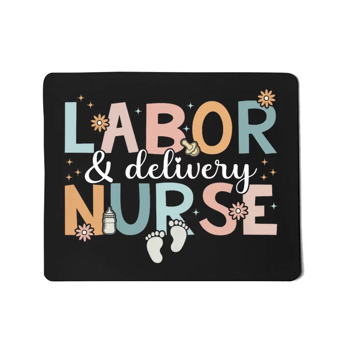 Labor & Delivery Nurse Leopard Rainbow Nursing Nurse Week Mousepad