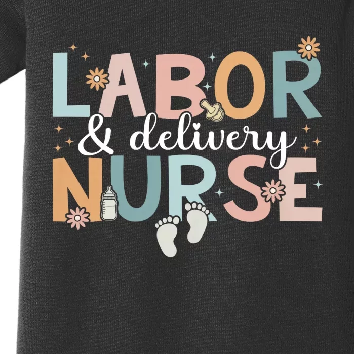 Labor & Delivery Nurse Leopard Rainbow Nursing Nurse Week Baby Bodysuit