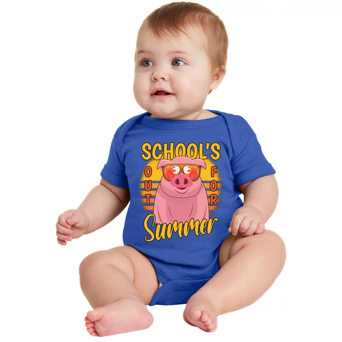 Last Day Of School's Out For Summer Vacation Pig Gift Baby Bodysuit