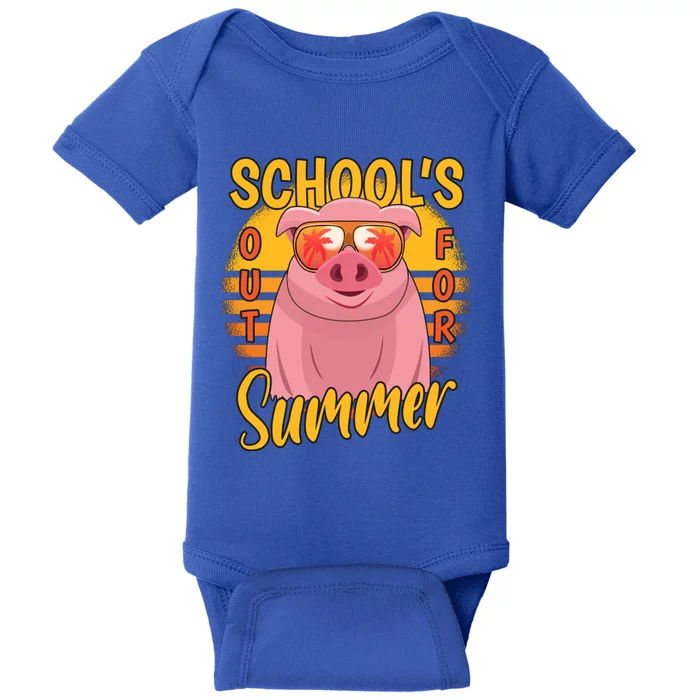 Last Day Of School's Out For Summer Vacation Pig Gift Baby Bodysuit