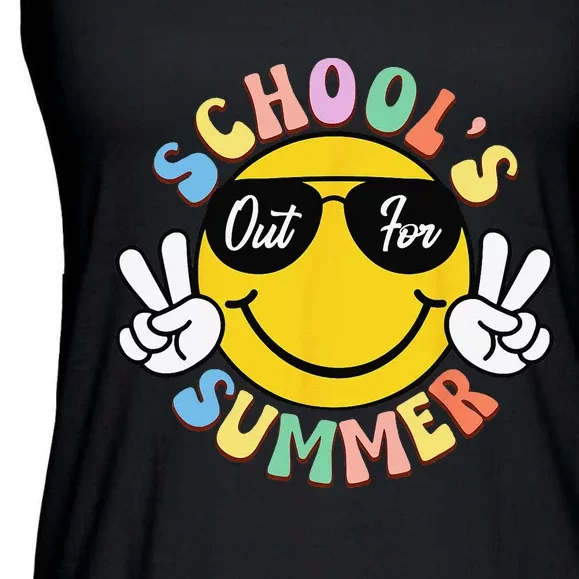 Last Day Of School Graduation Groovy Schools Out For Summer Ladies Essential Flowy Tank