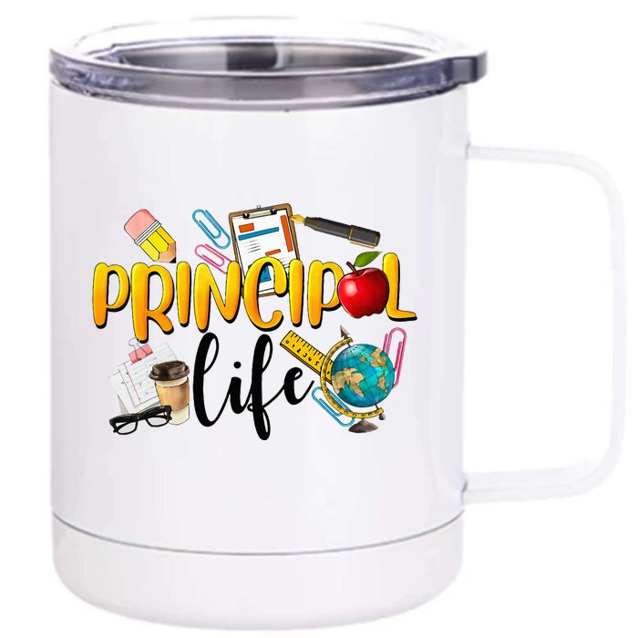 Last Day Of School Principal Life End Of Year Summer Vibes Front & Back 12oz Stainless Steel Tumbler Cup