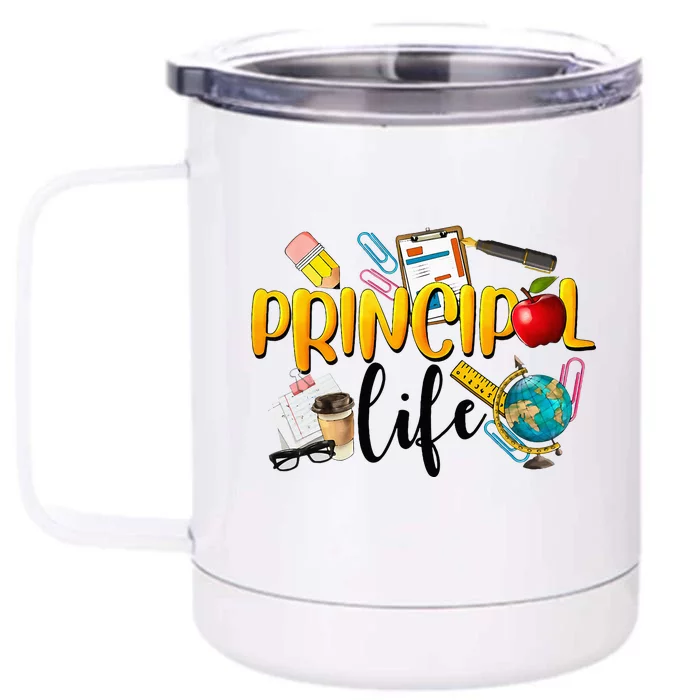 Last Day Of School Principal Life End Of Year Summer Vibes Front & Back 12oz Stainless Steel Tumbler Cup