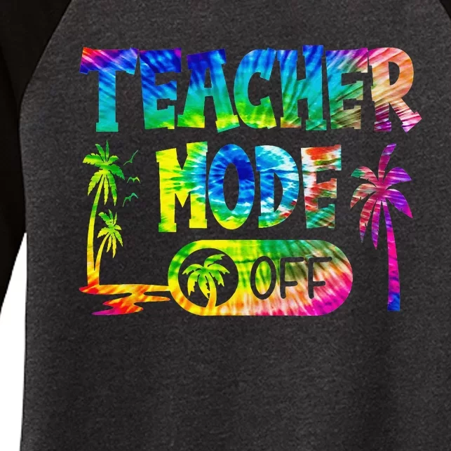 Last Day of School teacher mode off Teacher Women's Tri-Blend 3/4-Sleeve Raglan Shirt