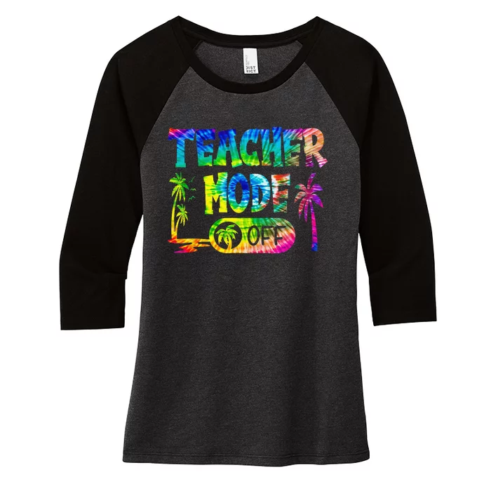 Last Day of School teacher mode off Teacher Women's Tri-Blend 3/4-Sleeve Raglan Shirt