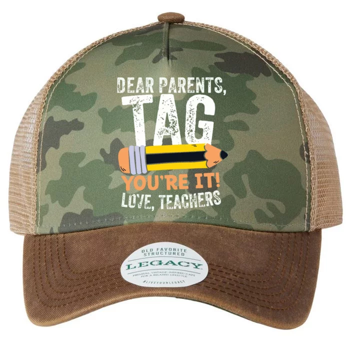 Last Day Of School Dear Parents Tag Youre It Love Teachers Legacy Tie Dye Trucker Hat