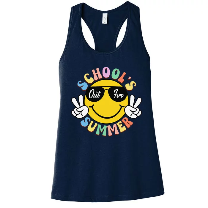 Last Day Of School Graduation Groovy Schools Out For Summer Women's Racerback Tank