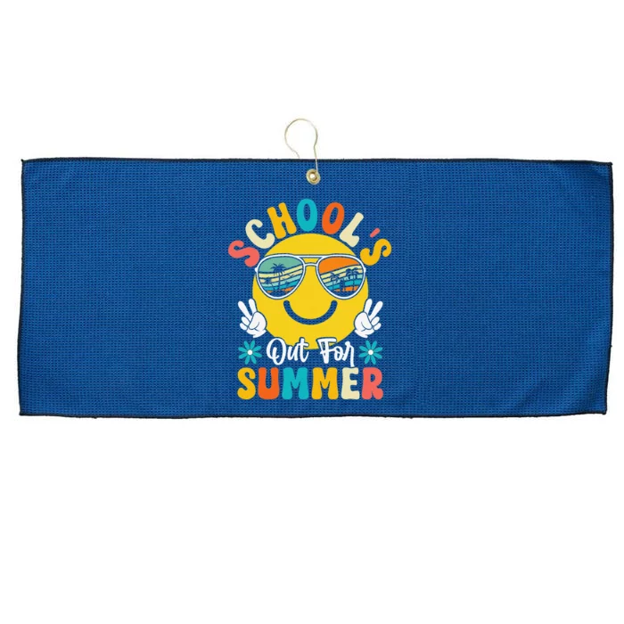 Last Day Of School Graduation Groovy Schools Out For Summer Large Microfiber Waffle Golf Towel