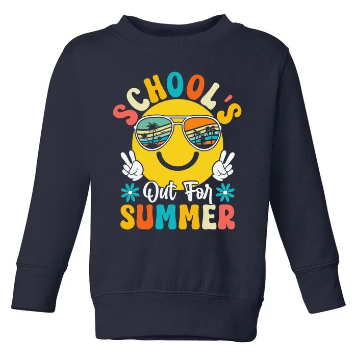 Last Day Of School Graduation Groovy Schools Out For Summer Toddler Sweatshirt