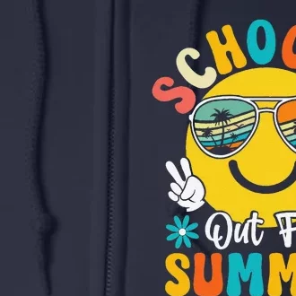 Last Day Of School Graduation Groovy Schools Out For Summer Full Zip Hoodie