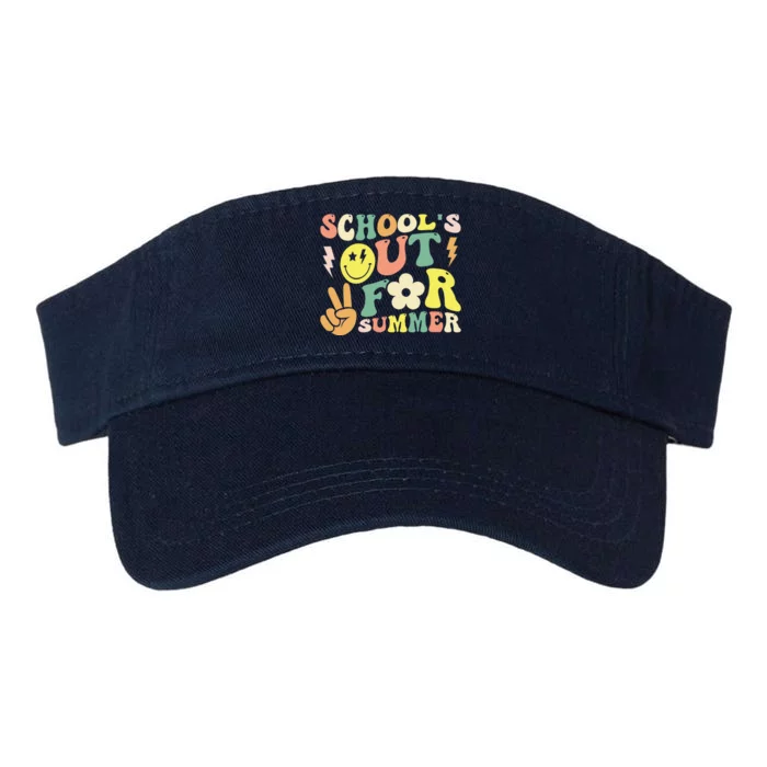 Last Day Of School Groovy Schools Out For Summer Teacher Valucap Bio-Washed Visor