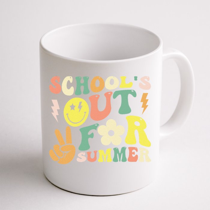 Last Day Of School Groovy Schools Out For Summer Teacher Front & Back Coffee Mug