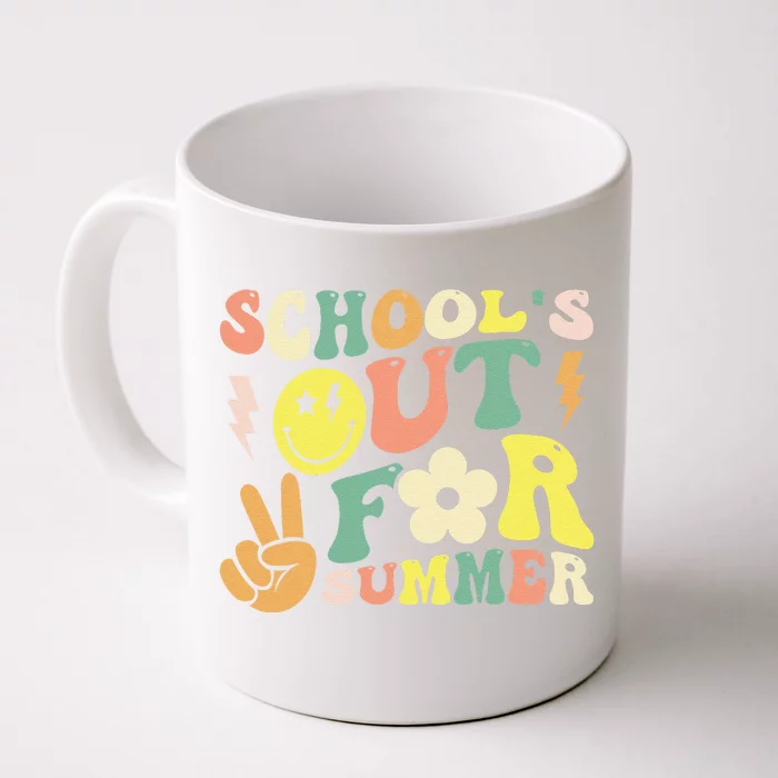 Last Day Of School Groovy Schools Out For Summer Teacher Front & Back Coffee Mug