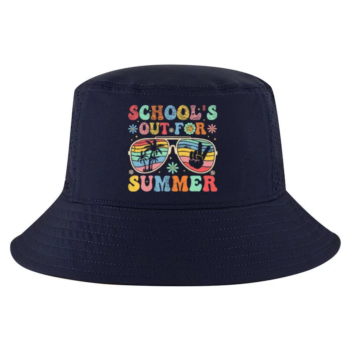 Last Day Of School Groovy SchoolS Out For Summer Teacher Cool Comfort Performance Bucket Hat