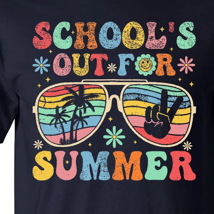 Last Day Of School Groovy SchoolS Out For Summer Teacher Tall T-Shirt