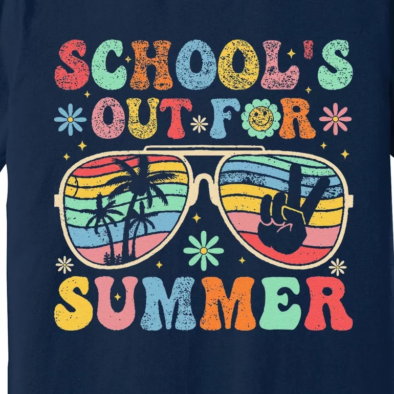 Last Day Of School Groovy SchoolS Out For Summer Teacher Premium T-Shirt