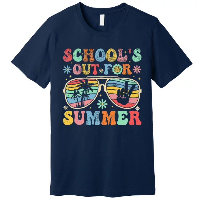 Last Day Of School Groovy SchoolS Out For Summer Teacher Premium T-Shirt