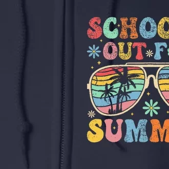 Last Day Of School Groovy SchoolS Out For Summer Teacher Full Zip Hoodie