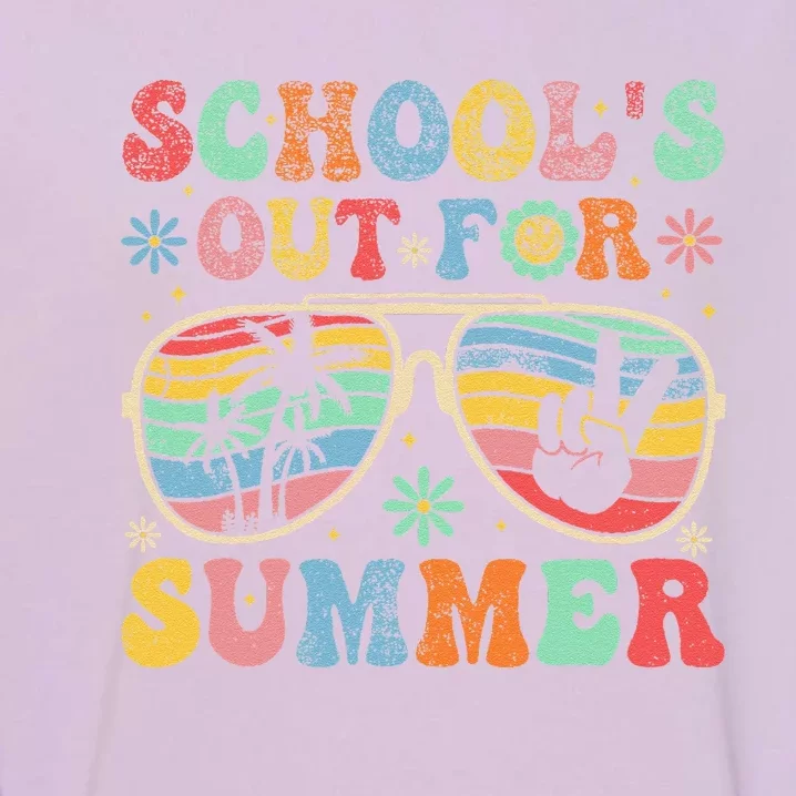 Last Day Of School Groovy SchoolS Out For Summer Teacher Garment-Dyed Sweatshirt