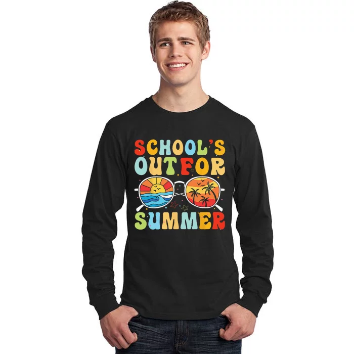 Last Day Of School Retro Schools Out For Summer Teacher Tall Long Sleeve T-Shirt