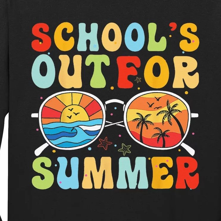 Last Day Of School Retro Schools Out For Summer Teacher Tall Long Sleeve T-Shirt