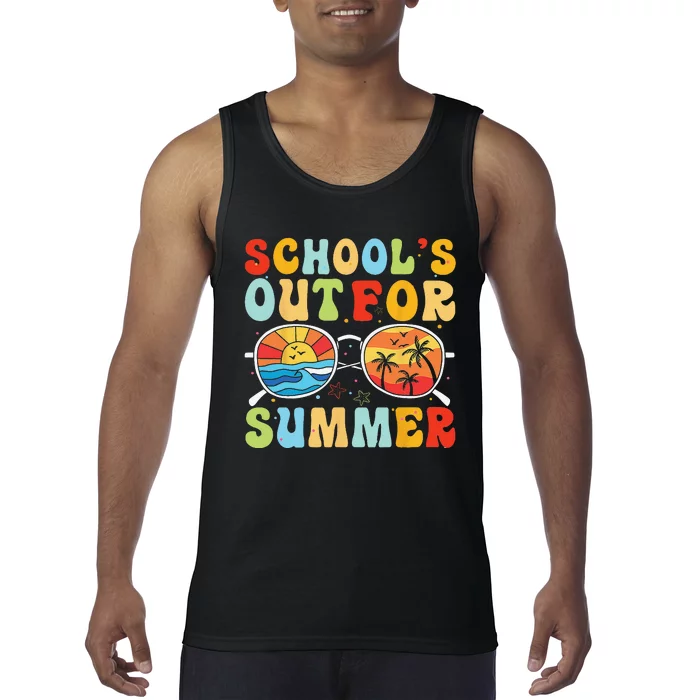 Last Day Of School Retro Schools Out For Summer Teacher Tank Top