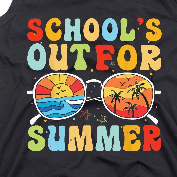 Last Day Of School Retro Schools Out For Summer Teacher Tank Top