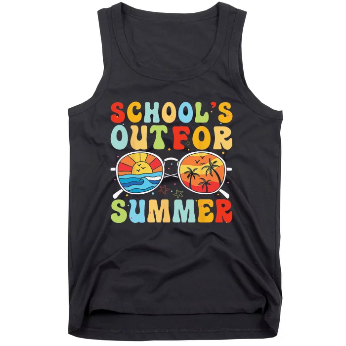 Last Day Of School Retro Schools Out For Summer Teacher Tank Top