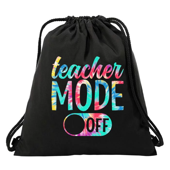 Last Day of School teacher mode off Teacher Drawstring Bag