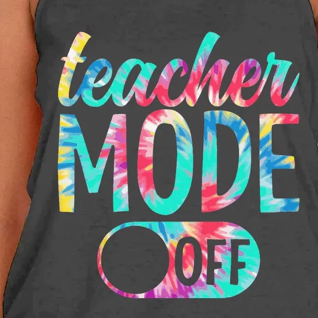 Last Day of School teacher mode off Teacher Women's Knotted Racerback Tank