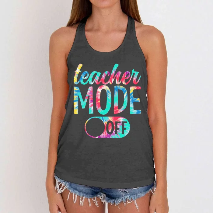 Last Day of School teacher mode off Teacher Women's Knotted Racerback Tank