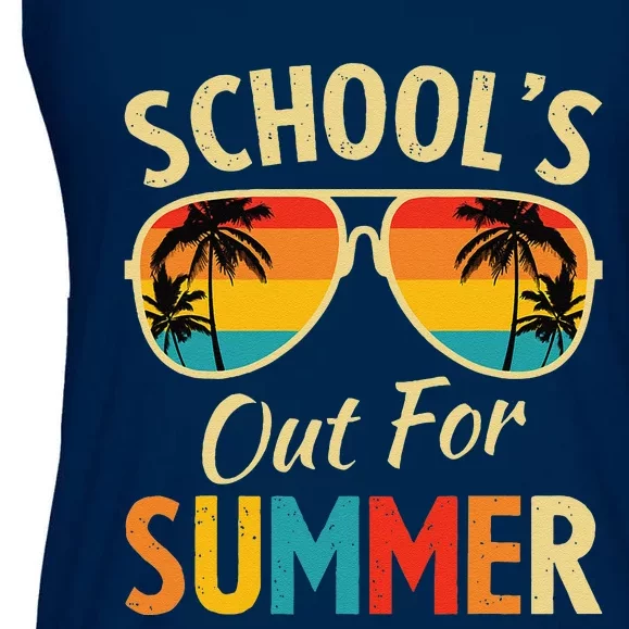 Last Day Of School Retro Schools Out For Summer Teacher Ladies Essential Flowy Tank