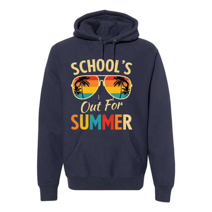 Last Day Of School Retro Schools Out For Summer Teacher Premium Hoodie