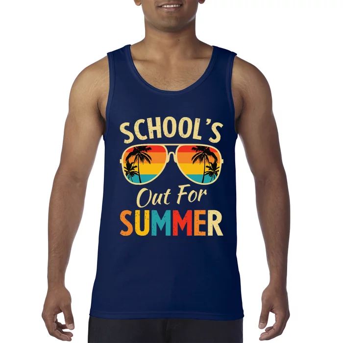 Last Day Of School Retro Schools Out For Summer Teacher Tank Top