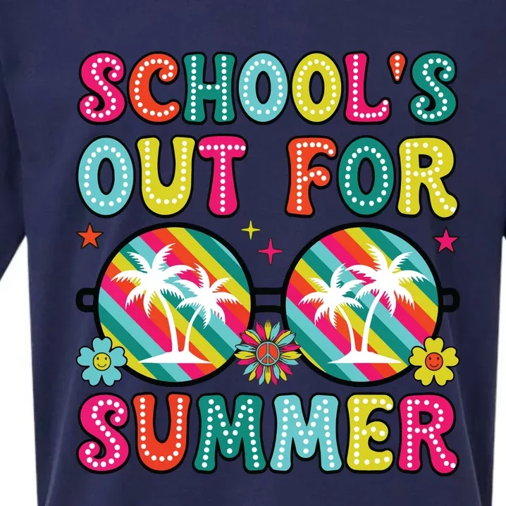 Last Day Of School Retro Schools Out For Summer Teacher Sueded Cloud Jersey T-Shirt