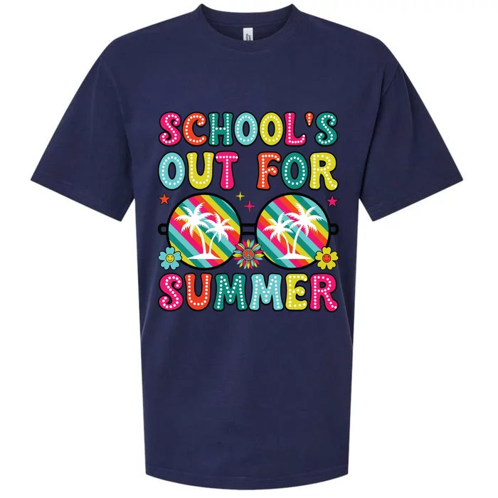 Last Day Of School Retro Schools Out For Summer Teacher Sueded Cloud Jersey T-Shirt