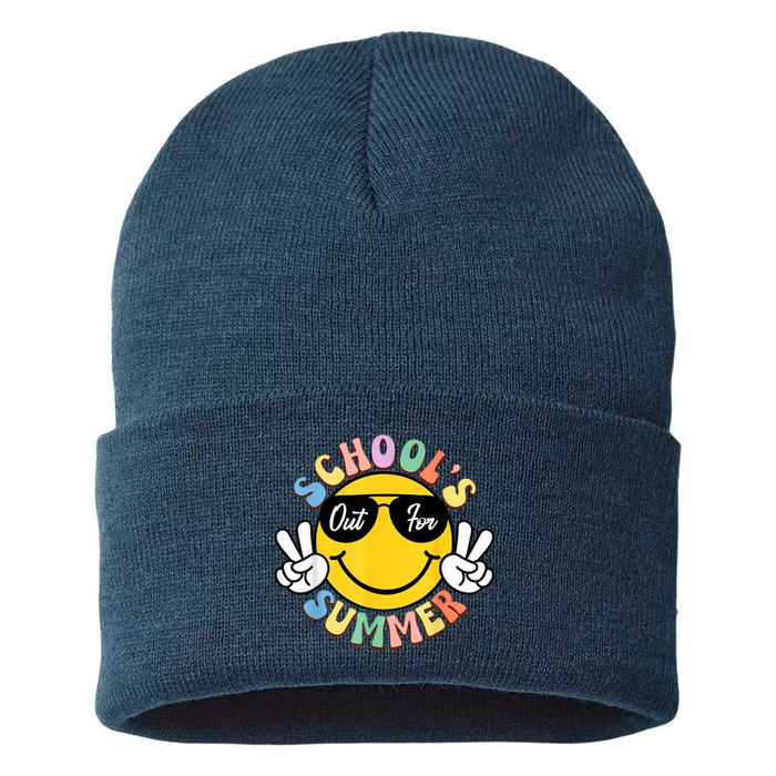 Last Day Of School Graduation Groovy Schools Out For Summer Sustainable Knit Beanie