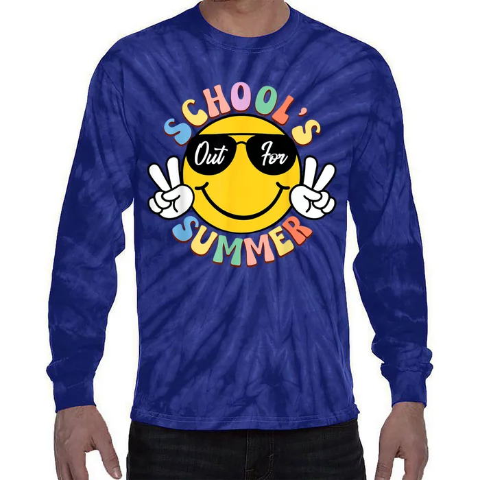 Last Day Of School Graduation Groovy Schools Out For Summer Tie-Dye Long Sleeve Shirt