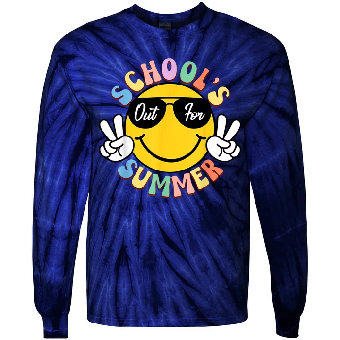 Last Day Of School Graduation Groovy Schools Out For Summer Tie-Dye Long Sleeve Shirt