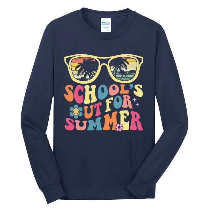 Last Day Of School Retro Teacher SchoolS Out For Summer Tall Long Sleeve T-Shirt