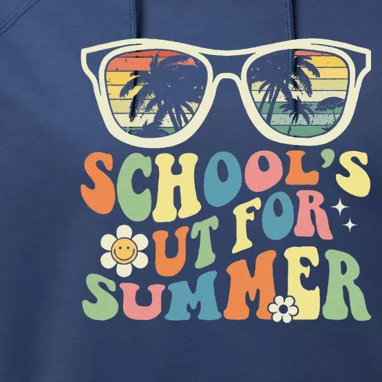 Last Day Of School Graduation Groovy Schools Out For Summer Performance Fleece Hoodie