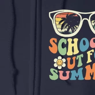 Last Day Of School Graduation Groovy Schools Out For Summer Full Zip Hoodie