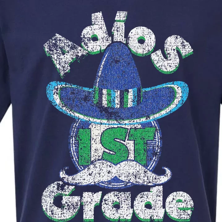 Last Day Of School Adios 1st Grade Graduation Grunge Sueded Cloud Jersey T-Shirt