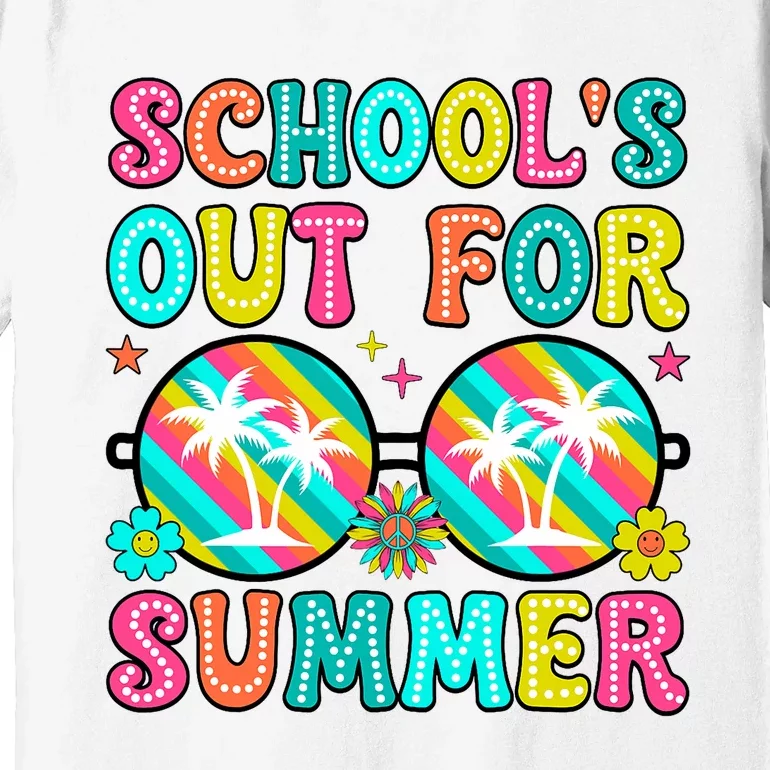 Last Day Of School Graduation Groovy Schools Out For Summer Premium T-Shirt