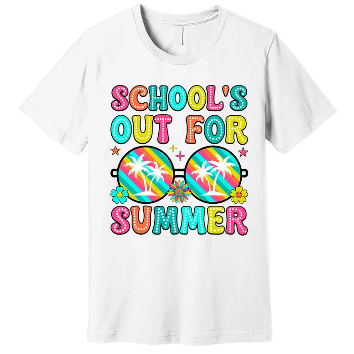 Last Day Of School Graduation Groovy Schools Out For Summer Premium T-Shirt