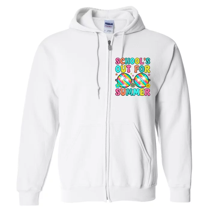 Last Day Of School Graduation Groovy Schools Out For Summer Full Zip Hoodie