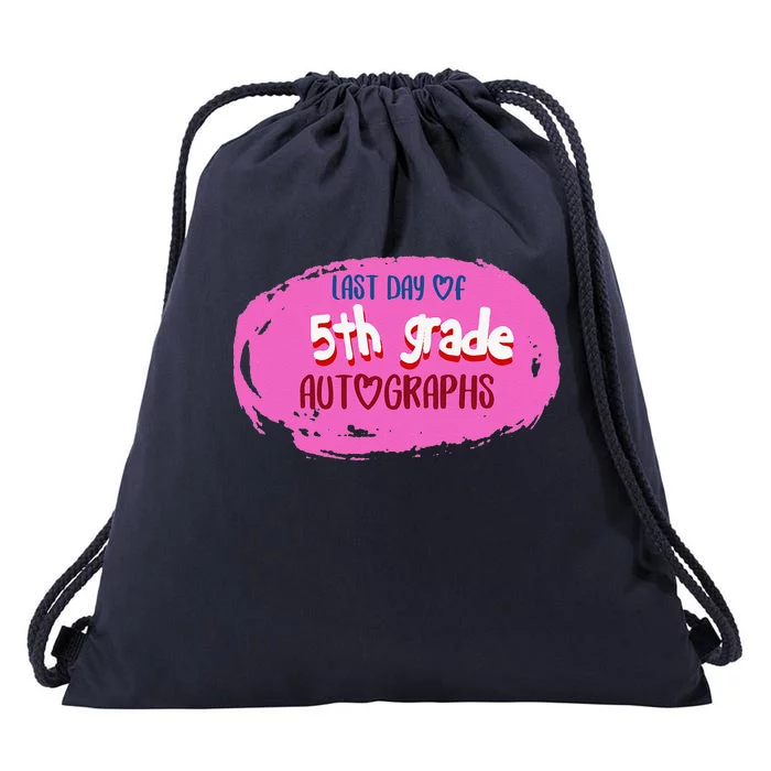 Last Day Of School Autograph Elementary 5th Grade Graduation Drawstring Bag