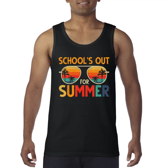 Last Day Of School Retro Schools Out For Summer Teacher Tank Top