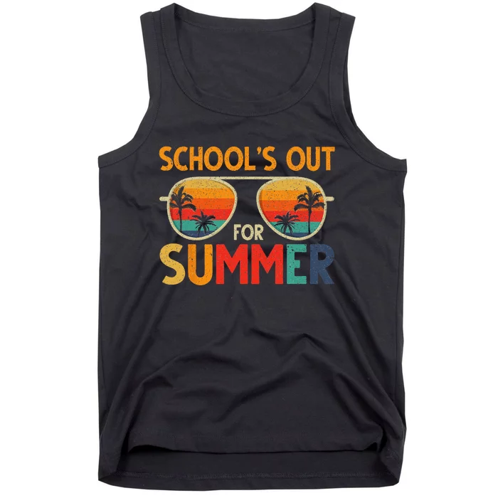 Last Day Of School Retro Schools Out For Summer Teacher Tank Top